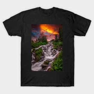 Wilderness Stream Summer Sunset T-Shirt